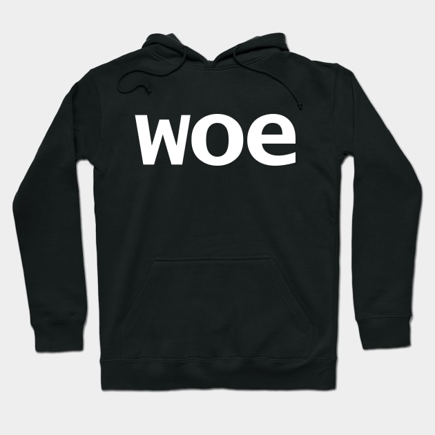 Woe Wednesday Typography White Text Hoodie by ellenhenryart